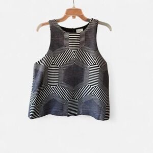HD in Paris Black & white geometric print boxy tank wearable art style Sz M